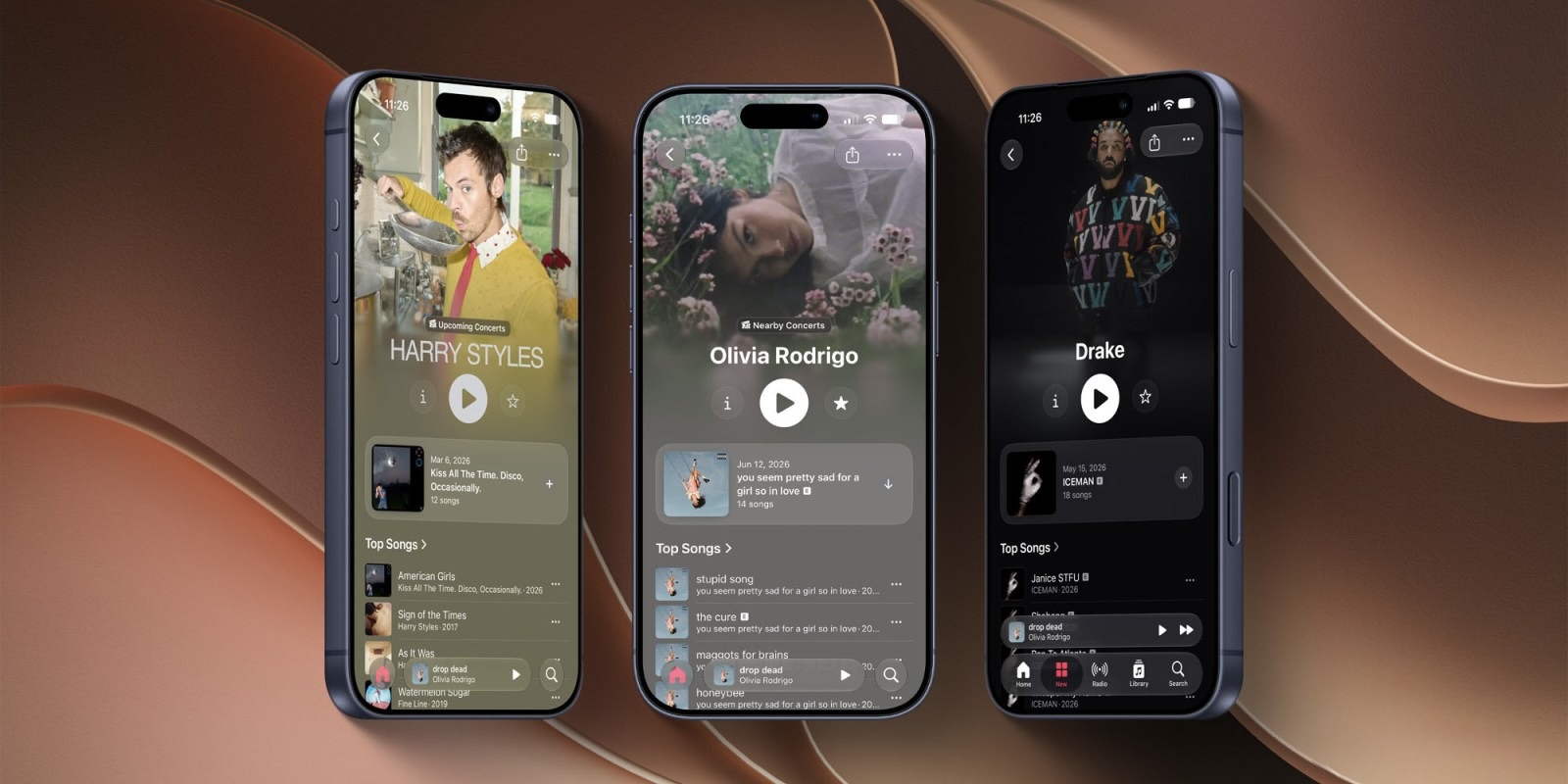 Как изменились страницы исполнителей в Apple Music. Страницы исполнителей стали более красочными. Фото.