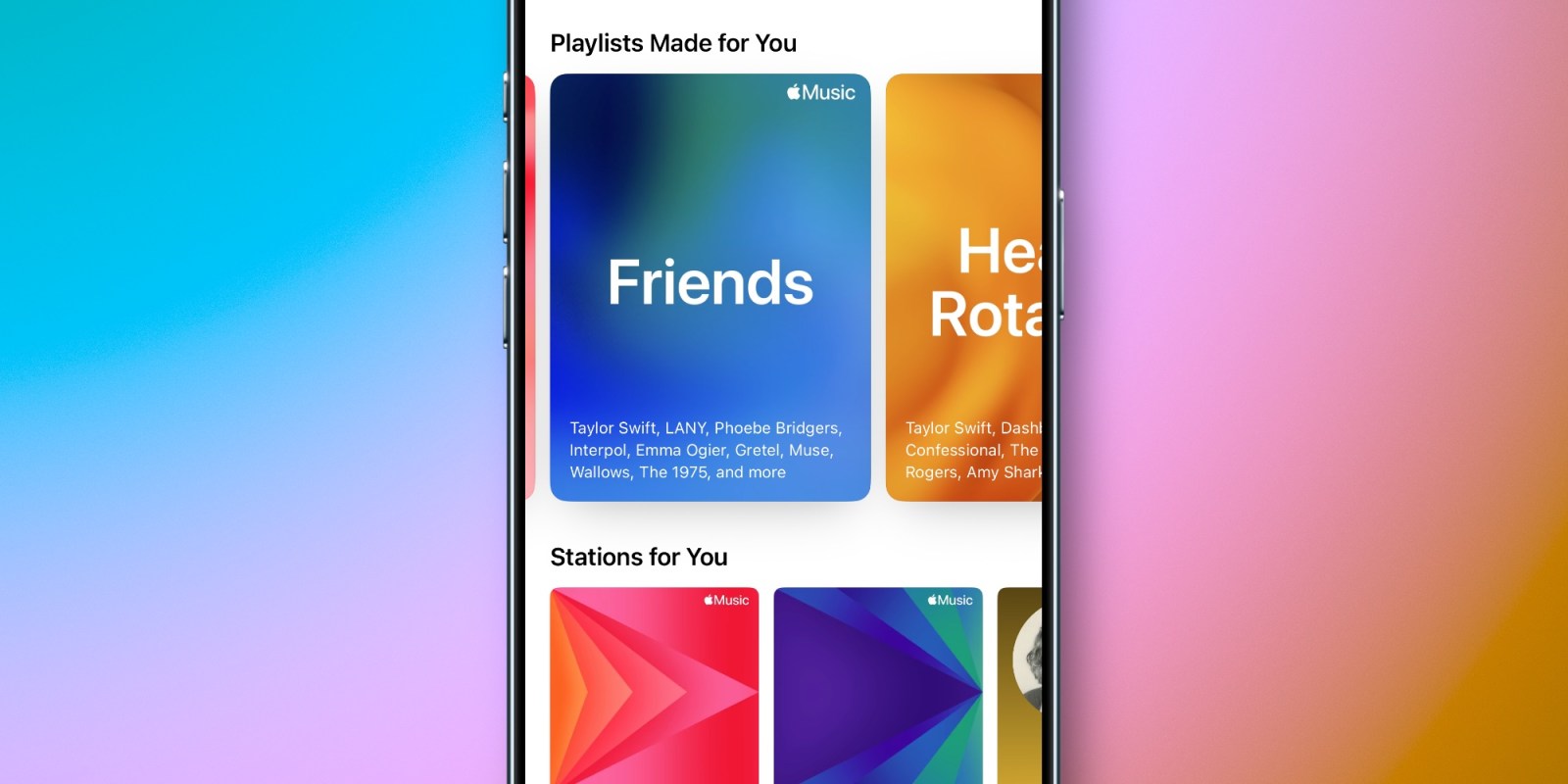 Новый плейлист «Друзья» в Apple Music. Плейлист с предпочтениями друзей. Фото.