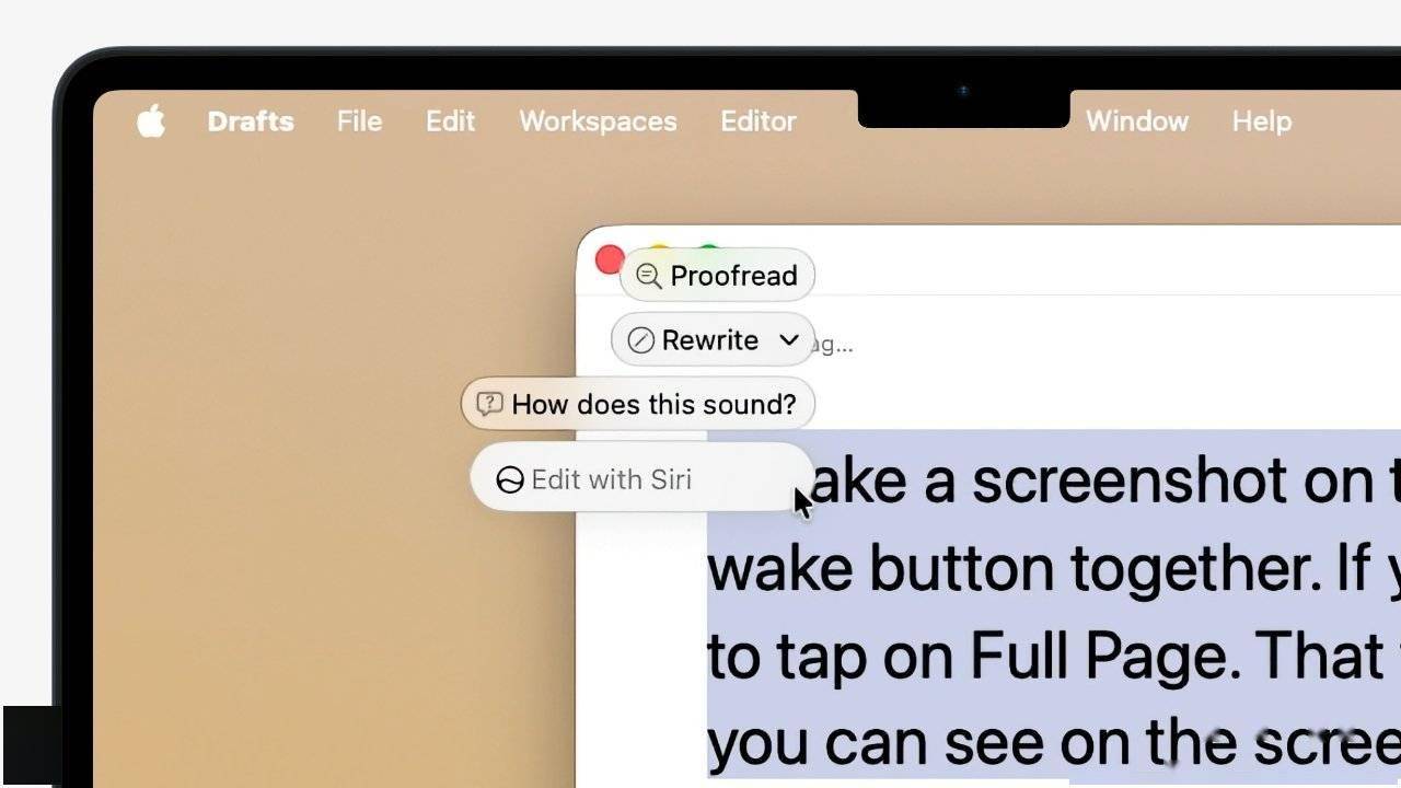 Скрытое меню Siri AI в macOS 27: что умеет новая функция. Если давать задания на русском языке, то Сири сможет работать с русским текстом. Фото.