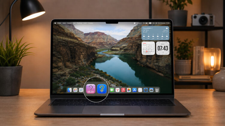 Знак вопроса на приложении в доке Mac: почему появляется и как убрать. Фото.