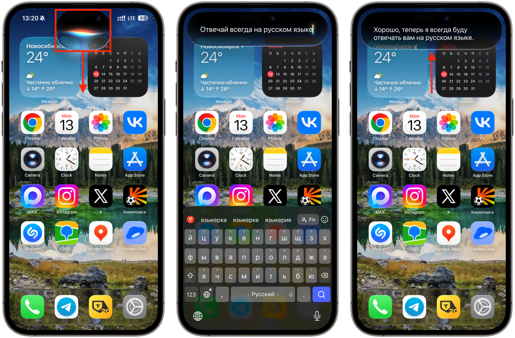 Русский язык в Siri AI: как включить. Даем Сири вот такую команду. Фото.