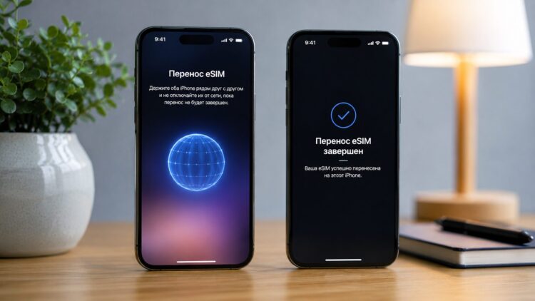 Как правильно перенести eSIM с айфона на айфон. Фото.
