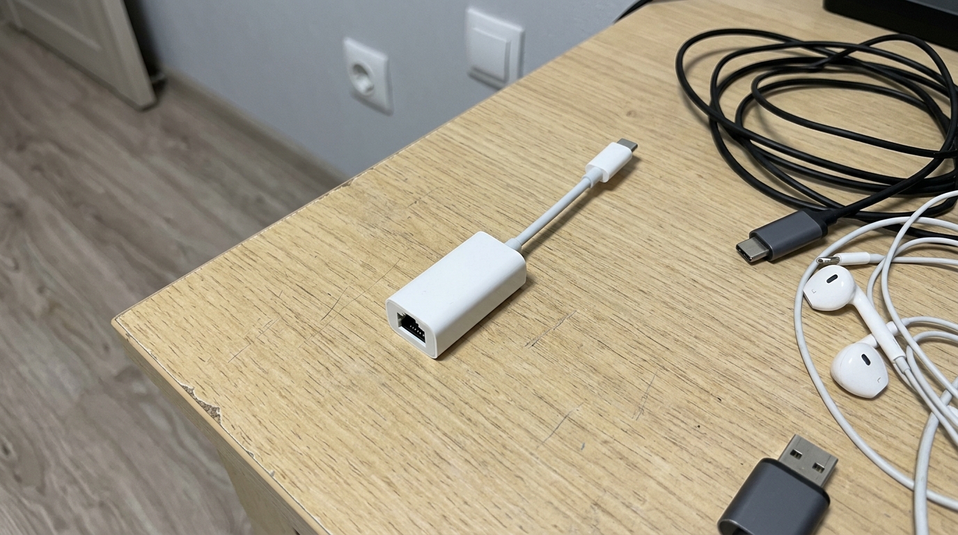 Подключаем проводной интернет к Айфону. Для Ethernet-подключения нужен специальный переходник. Фото.