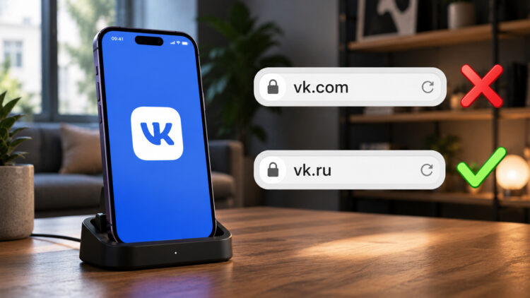 ВКонтакте просит перейти с vk.com на vk.ru: зачем это нужно и что значит для владельцев iPhone. Фото.