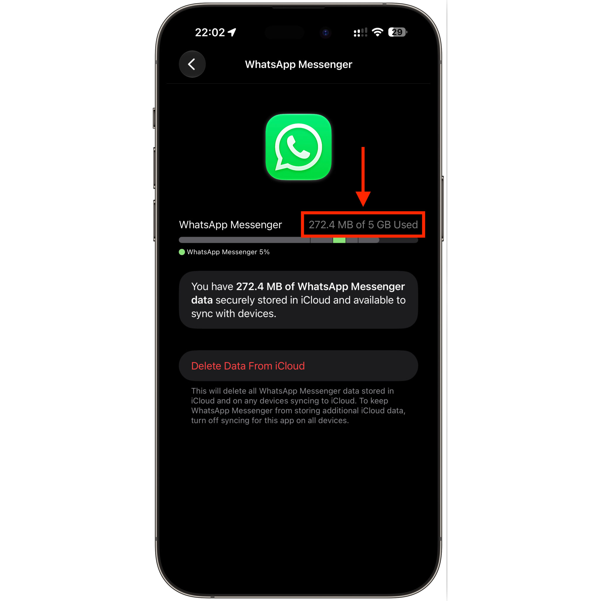Почему свободное место в iCloud заканчивается так быстро. Резервная копия Ватсапа тоже занимает место в облаке. Фото.
