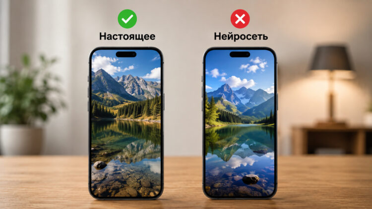 Как отличить настоящее фото с iPhone от картинки из нейросети. Фото.