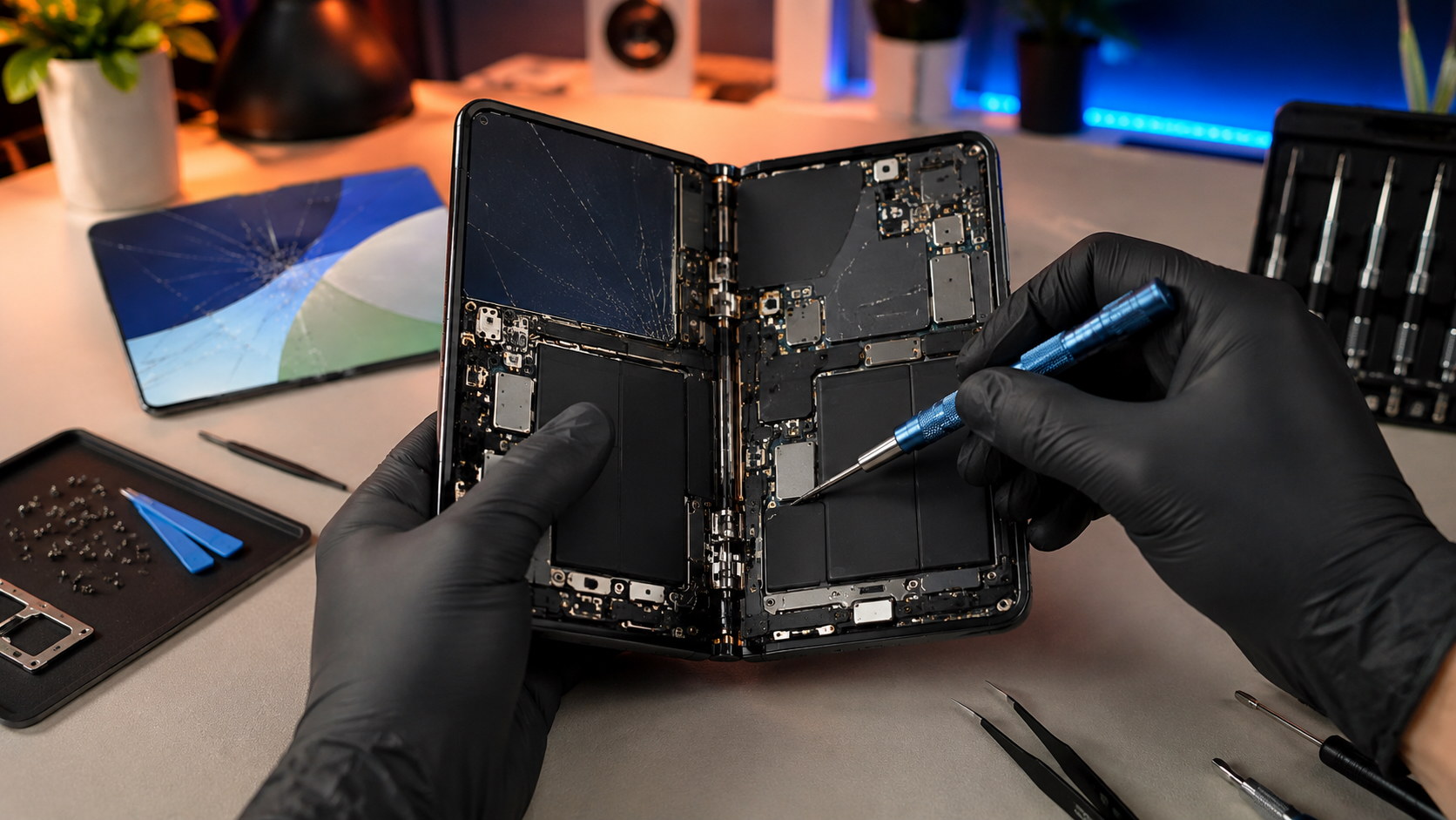Почему складной аппарат так тяжело чинить. Починить iPhone Ultra влетит в копеечку. Фото.