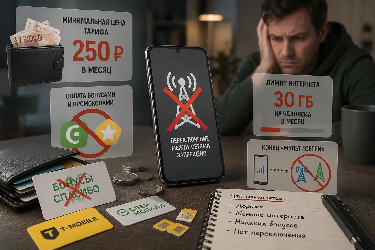 Ценовой пол, лимит трафика и конец бонусам. Все ограничения на одной картинке. Фото.