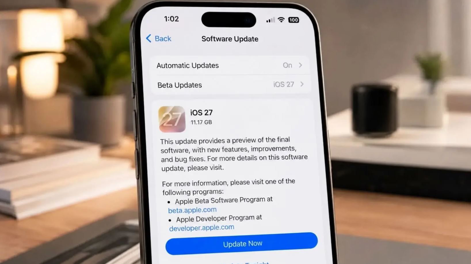 Экран установки iOS 27 на Айфоне
