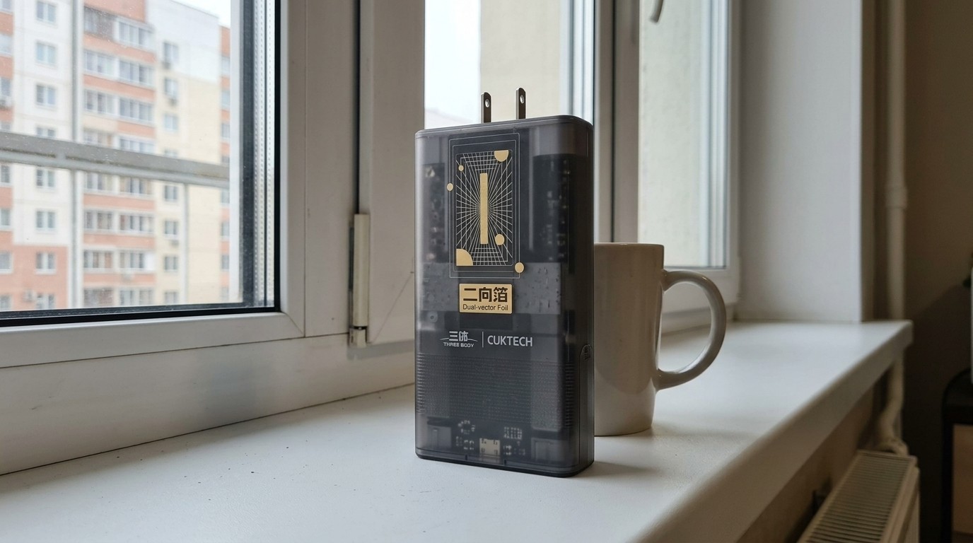 Зарядное устройство CUKTECH со сквозным прозрачным корпусом на подоконнике