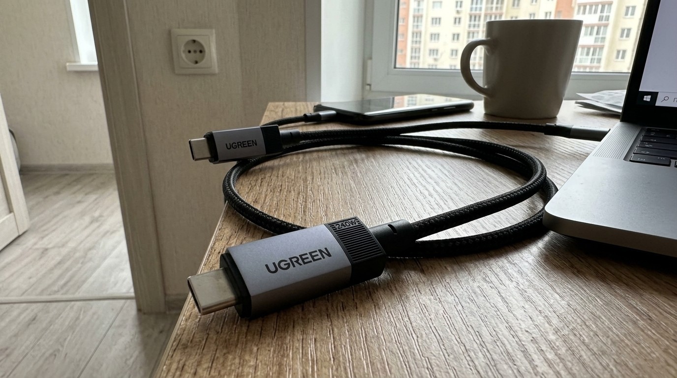 Кабель UGREEN USB-C с разъёмами на столе