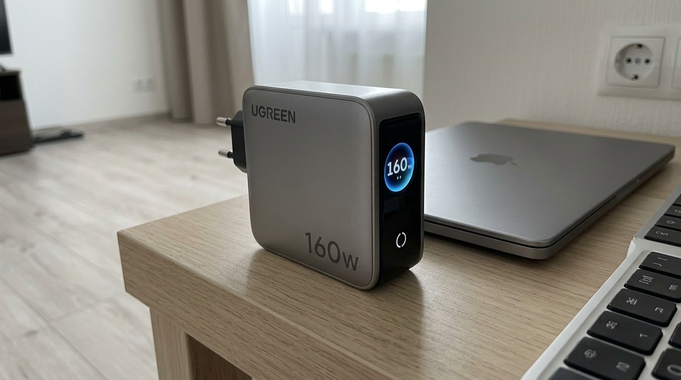 Зарядное устройство UGREEN с дисплеем мощности на столе