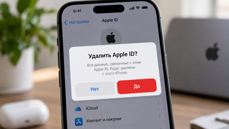 Как удалить Apple ID с телефона. Фото.