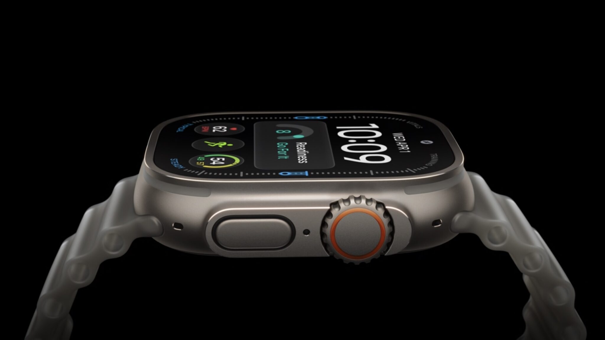 Новый чип S11 и автономность, которой хватает. Коронка Digital Crown и боковая кнопка Apple Watch Ultra. Фото.