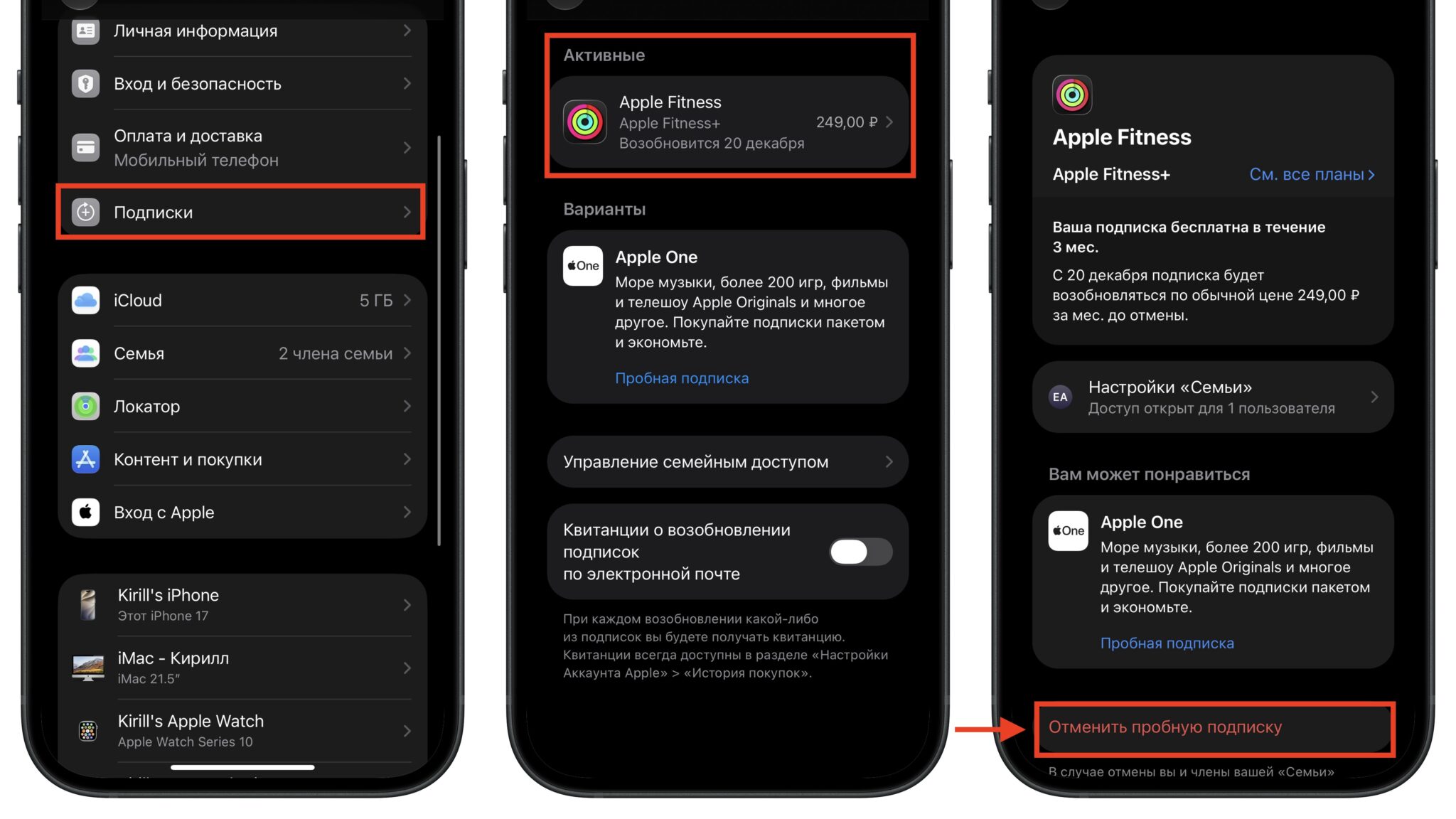 Отмена активных подписок через настройки аккаунта Apple