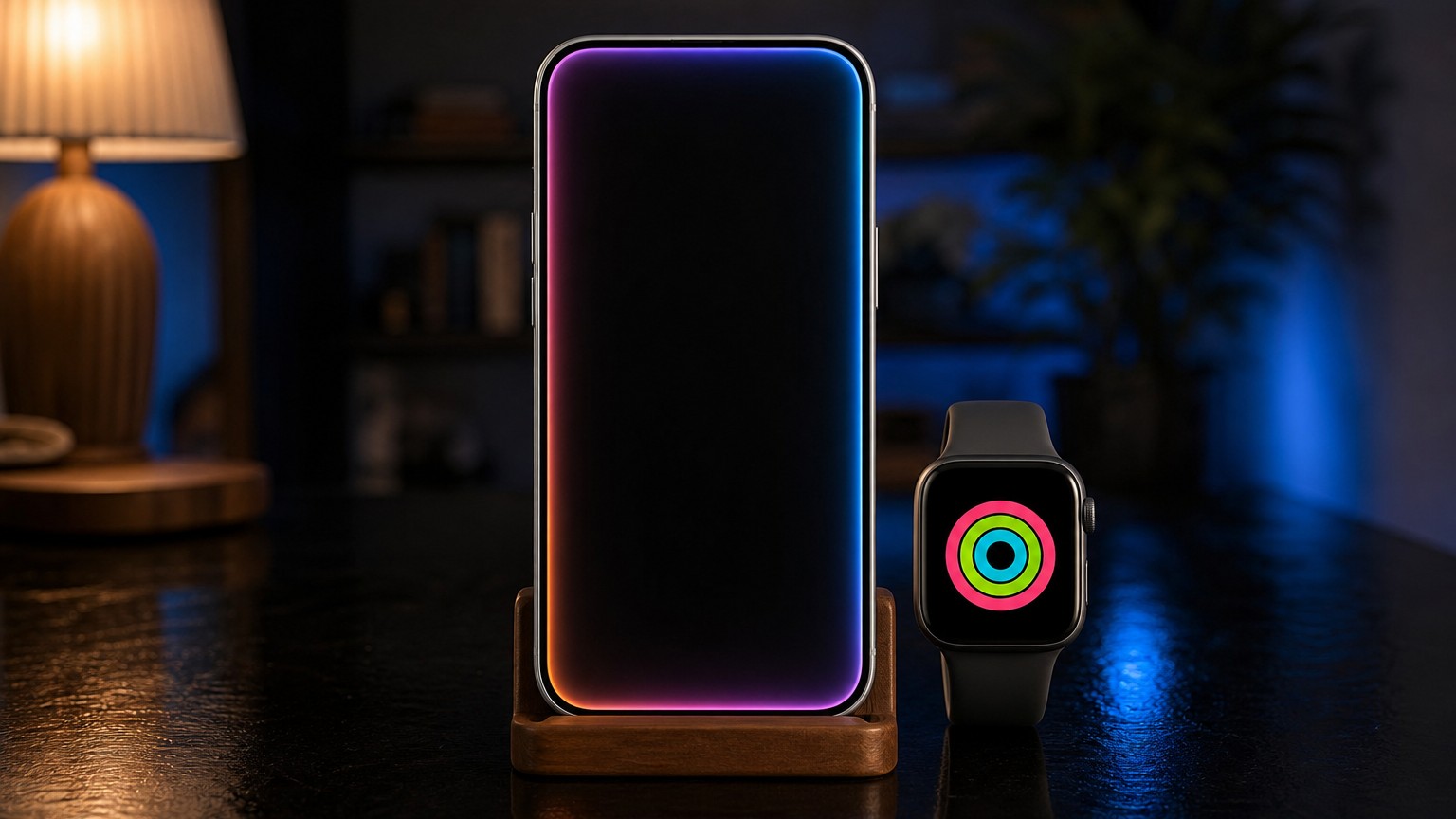 Свечение Siri по краю экрана и кольца активности