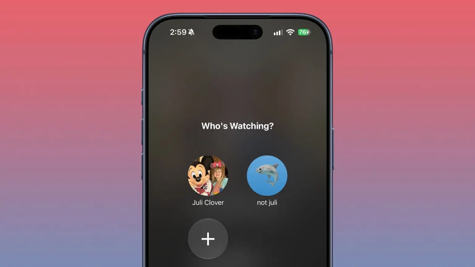 Выбор профиля в приложении Apple TV