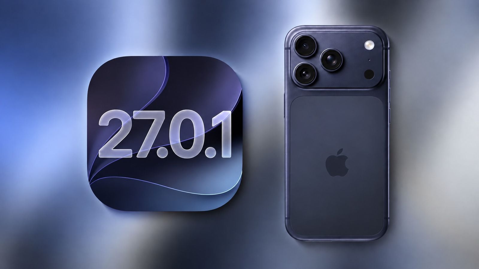 Логотип iOS 27.0.1 рядом с iPhone