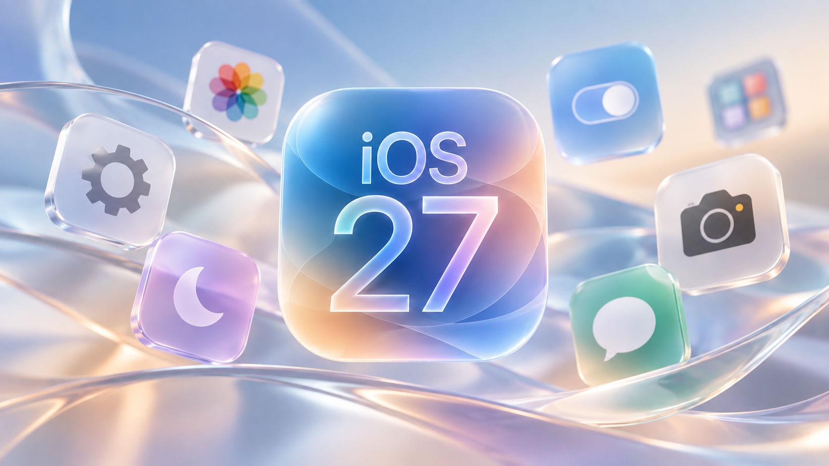 Переключатели различных функций вокруг логотипа iOS 27