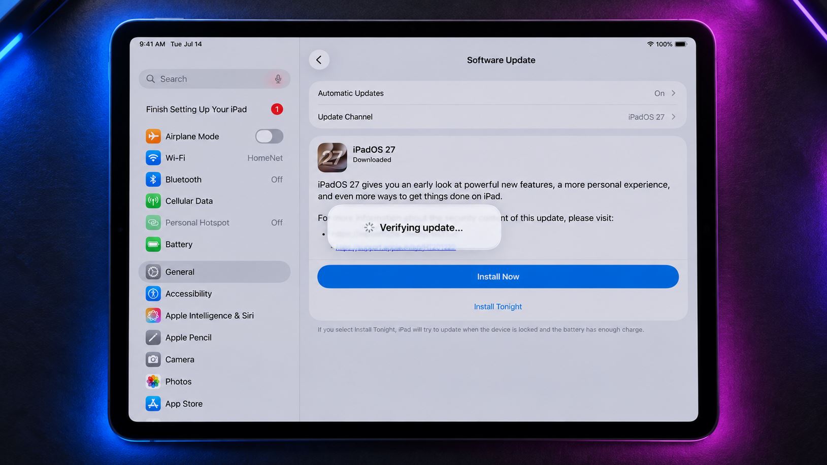 Установка iPadOS 27
