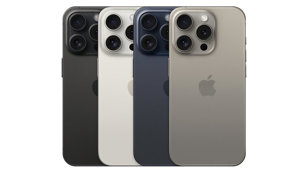 Четыре цвета iPhone 15 Pro образца 2023 года