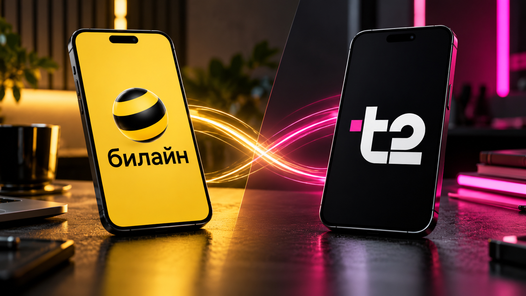 Логотипы операторов Билайн и Т2