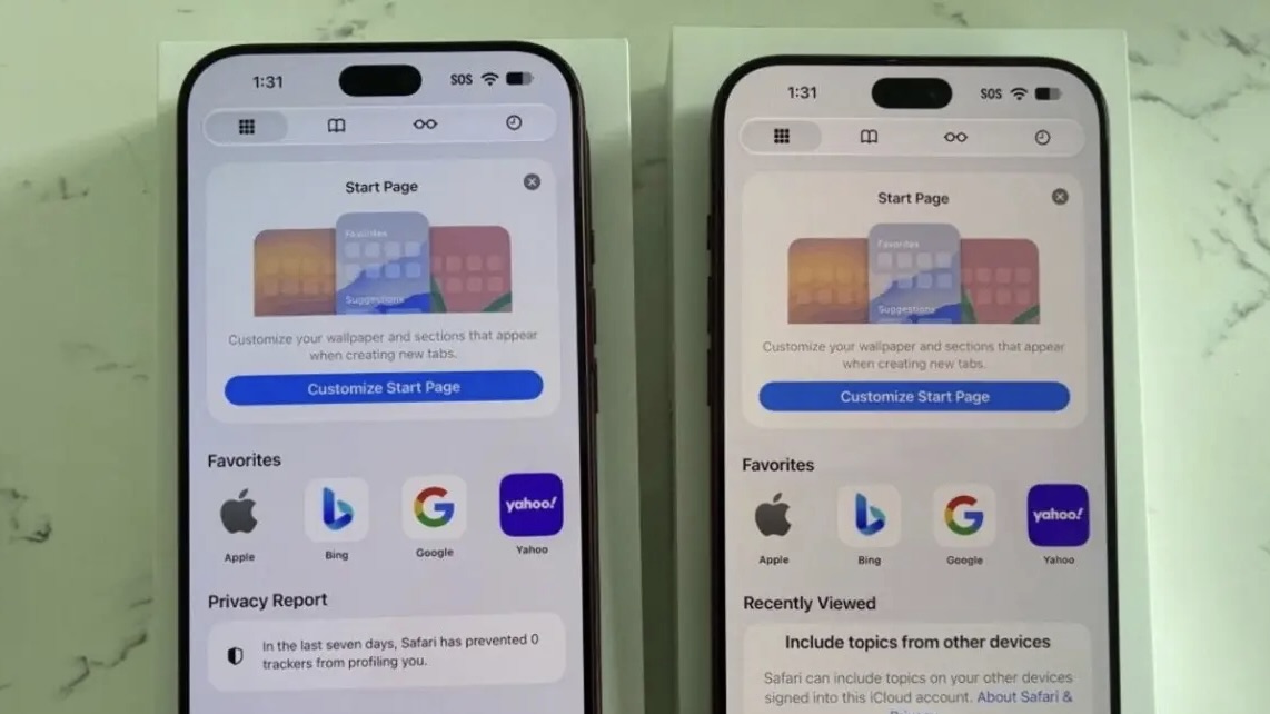 iPhone 18 Pro с белым экраном и желтым