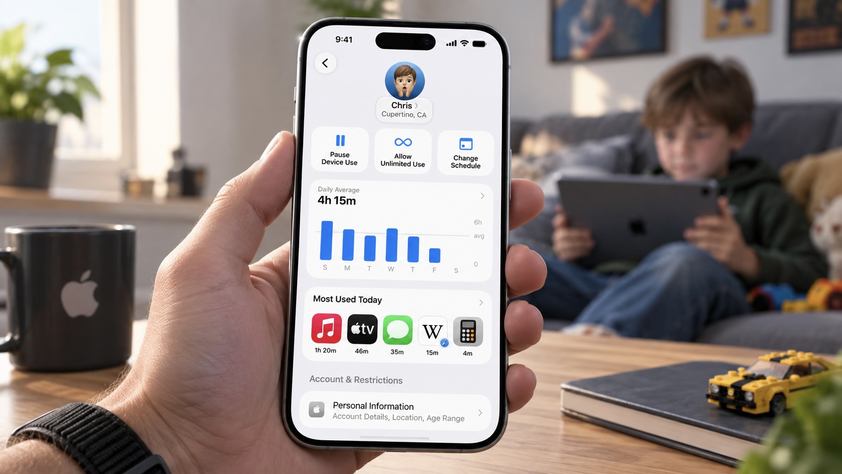 Интерфейс нового экранного времени на iPhone