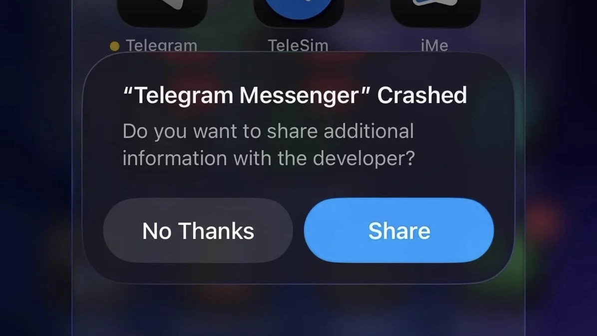 Как крохотный стикер роняет весь Telegram. Ошибка, о которой можно сообщить разработчикам. Фото.