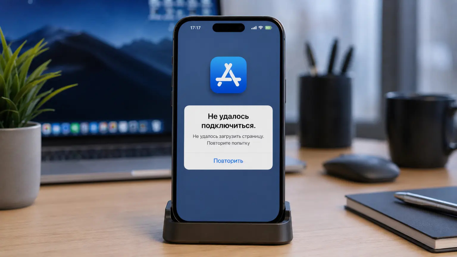 Ошибка при открытии App Store на iPhone