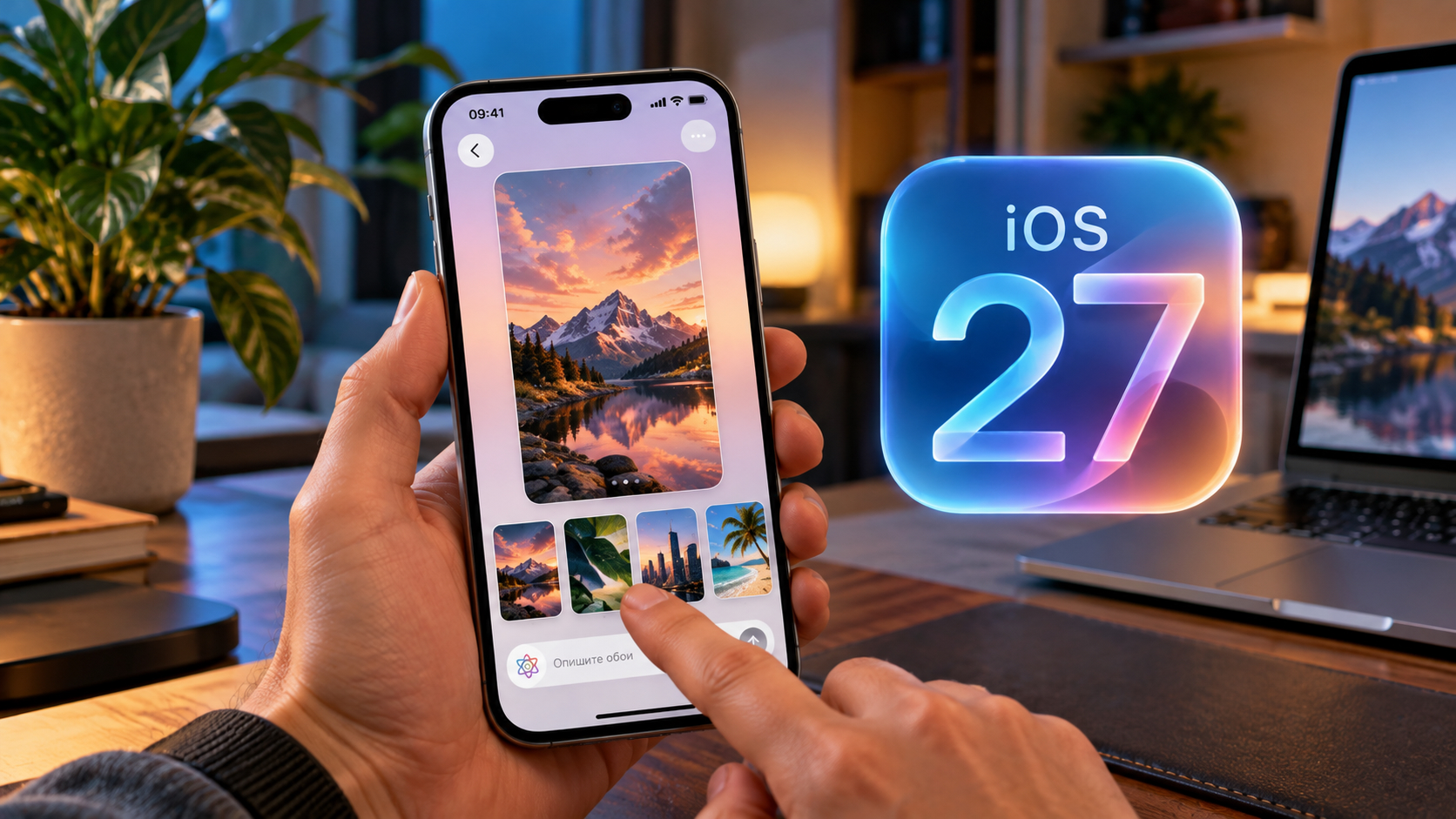 Создание обоев через Siri AI на iPhone