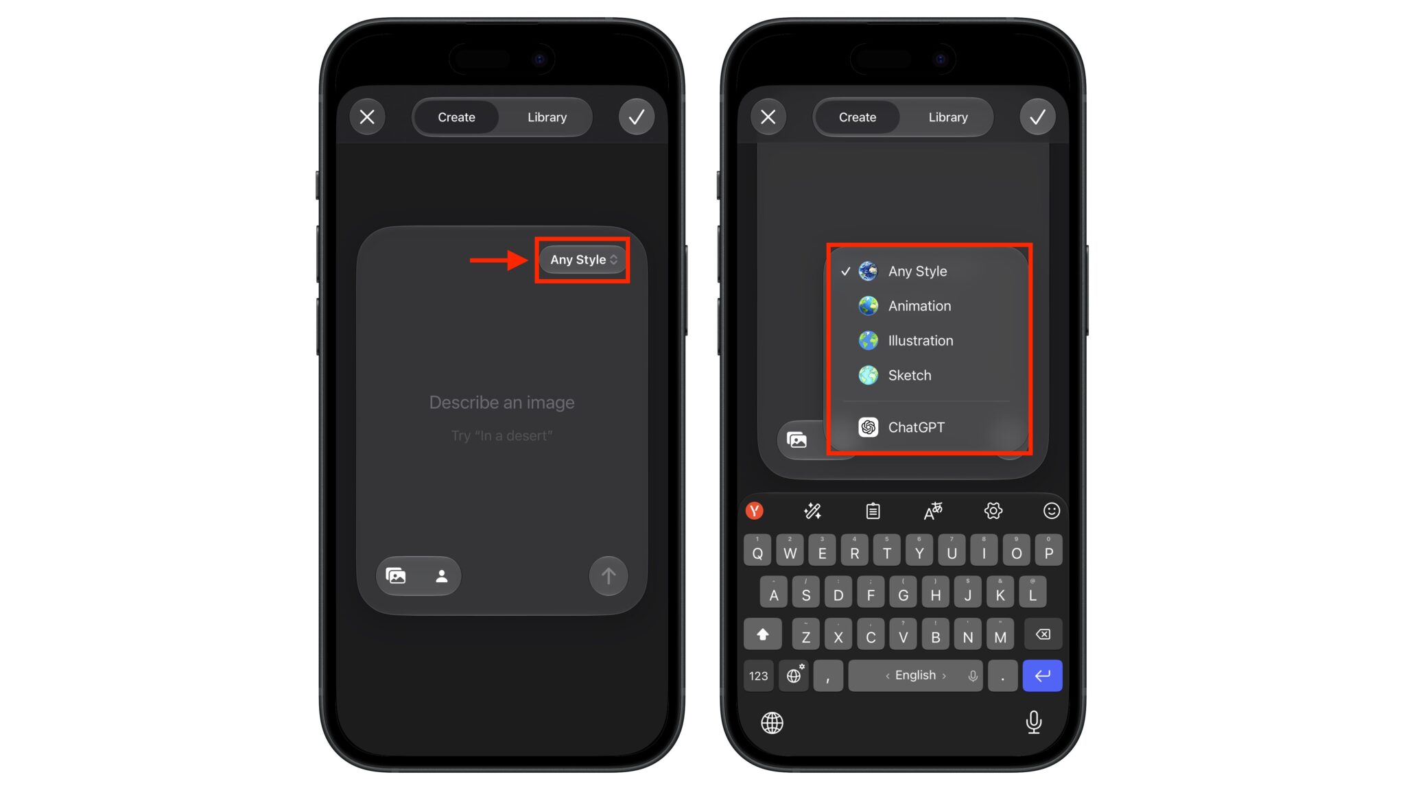 Доступные стили для генерации обоев на iPhone