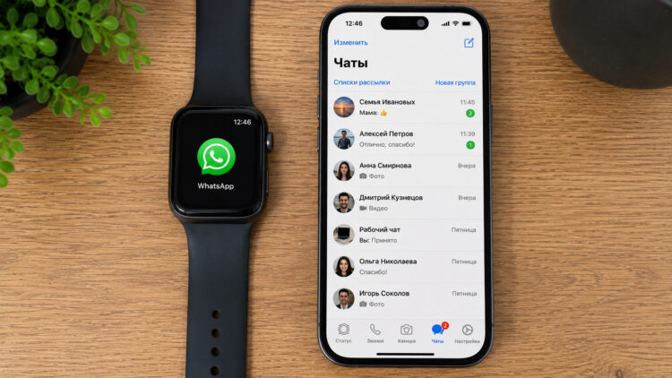 Как установить WhatsApp* на Apple Watch и что можно делать в мессенджере с часов. Фото.