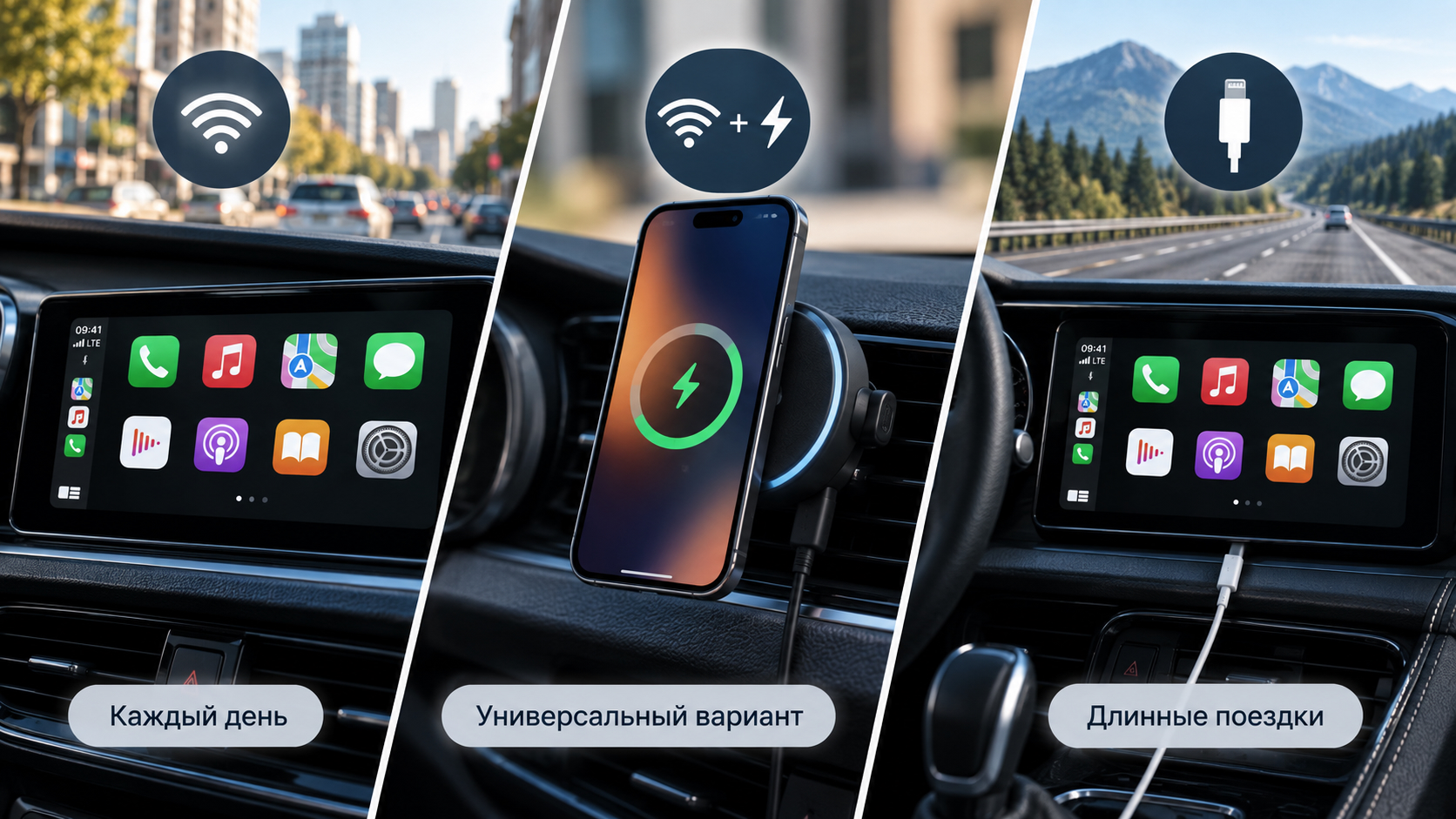 Так что же включать каждый день. Все варианты подключения к CarPlay. Фото.