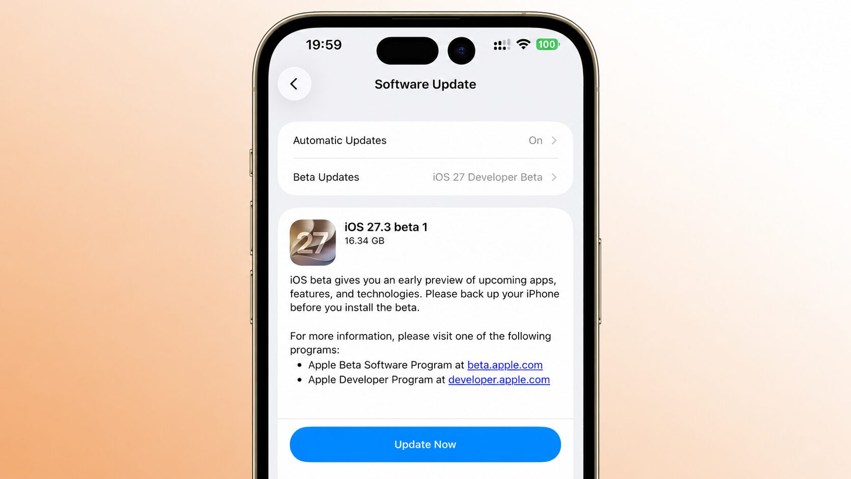 Первая бета-версия iOS 27.3