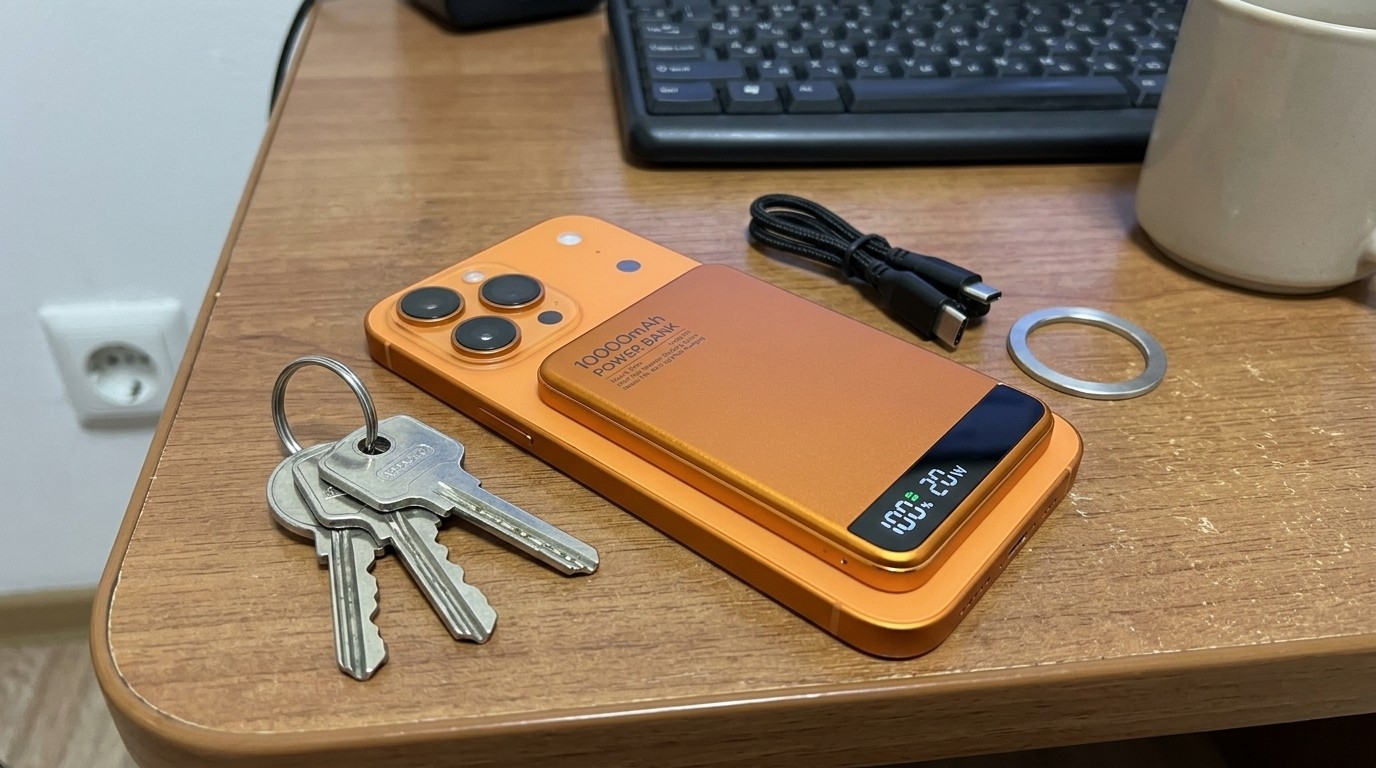 Powerbank с дисплеем заряда на магнитном креплении к смартфону