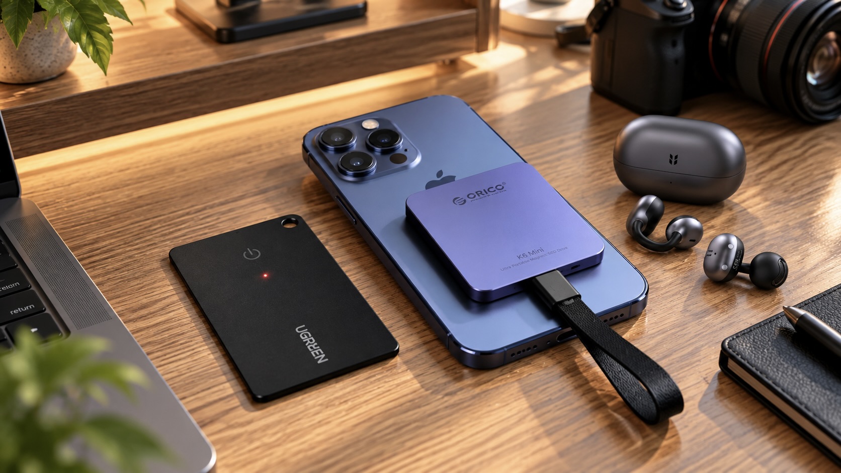 Трекер для вещей UGREEN, внешний SSD для iPhone и наушники-клипсы