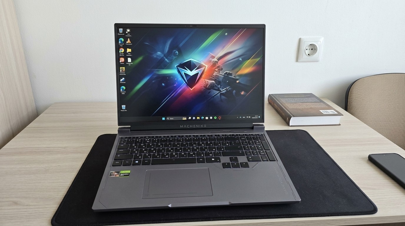 Ноутбук Machenike Light 16S с фирменной заставкой на экране