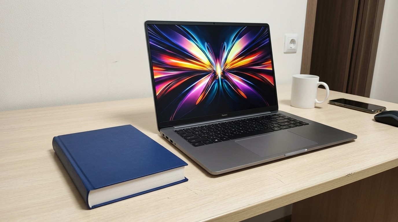 Ноутбук Redmi Book Pro 16 с ярким фоновым изображением