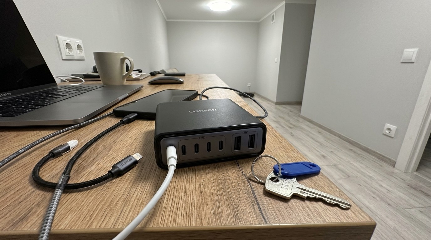 Зарядное устройство UGREEN с несколькими портами на столе