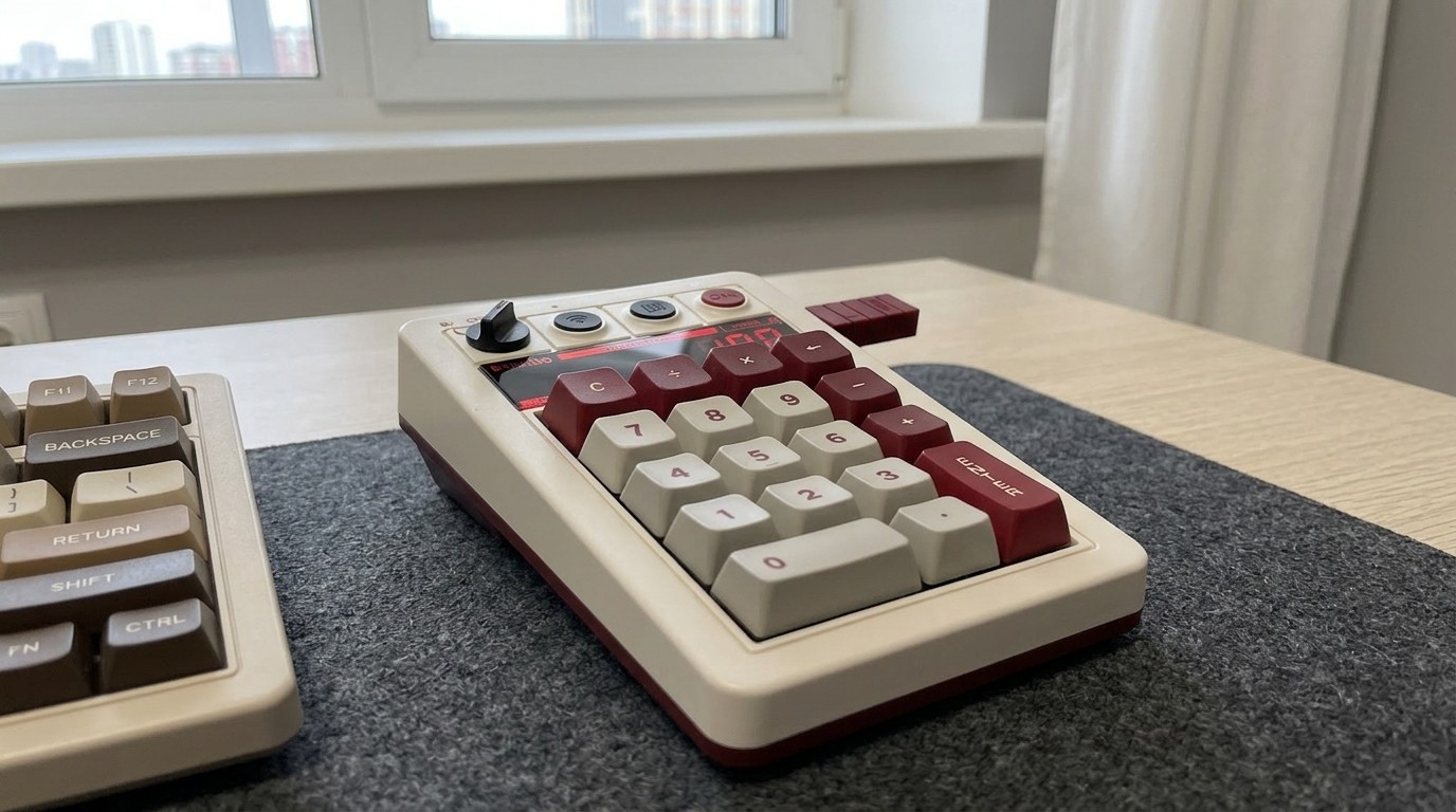 Цифровой блок 8BitDo рядом с клавиатурой C64