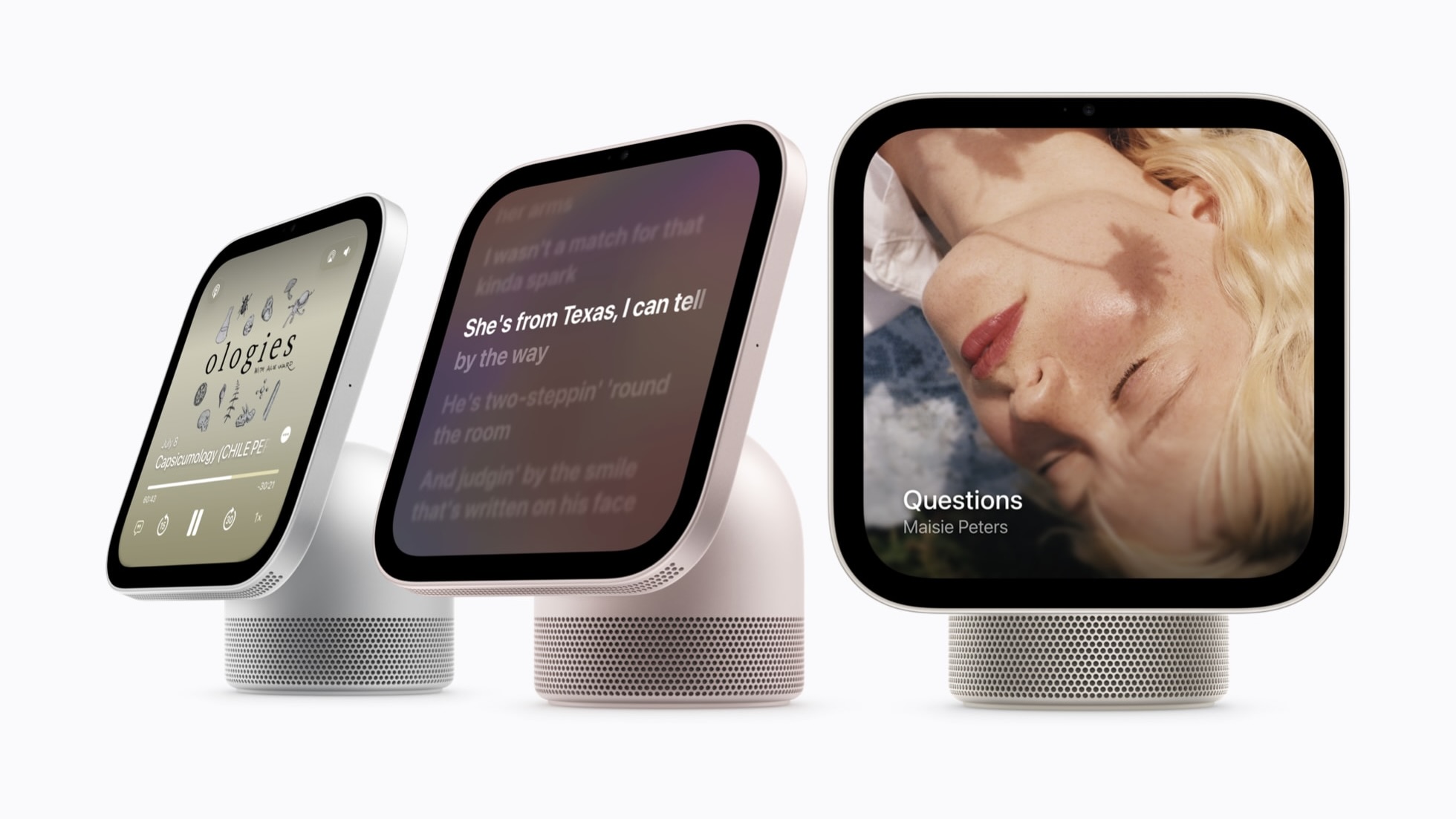 Три HomeView с Apple Music: обложка альбома, текст песни и видеообложка