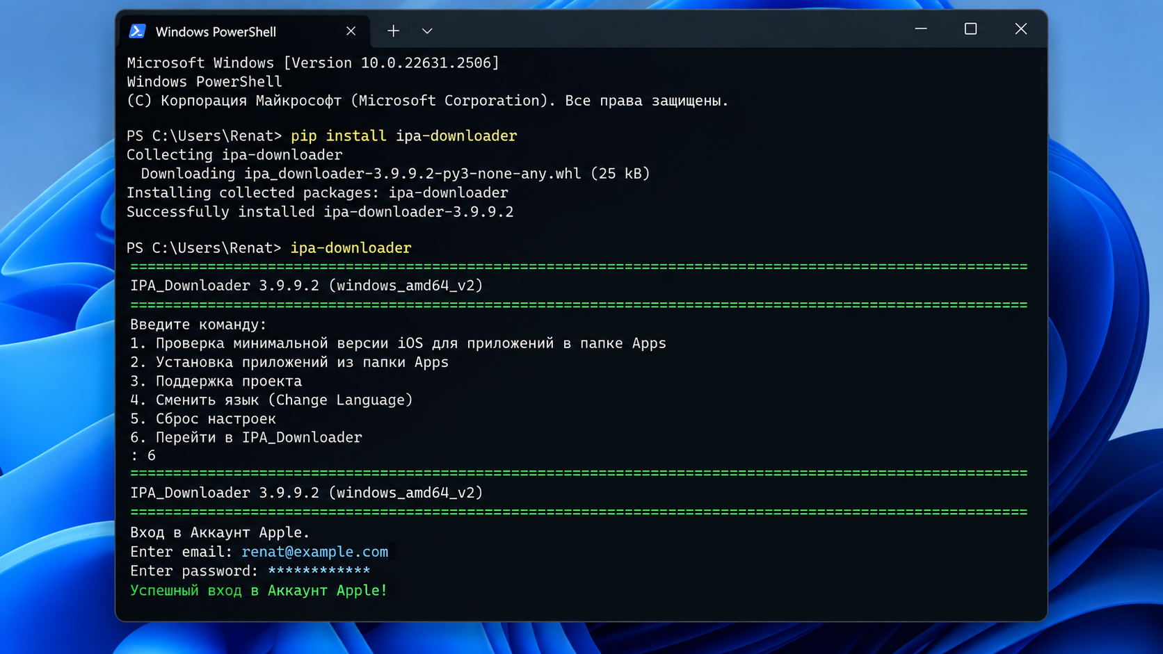 IPA Downloader на Windows