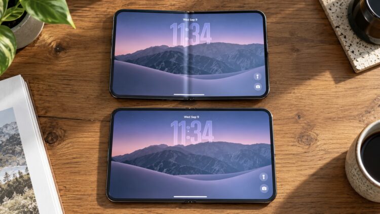 Оставил iPhone Duo раскрытым на весь день и не узнал его экран. Фото.