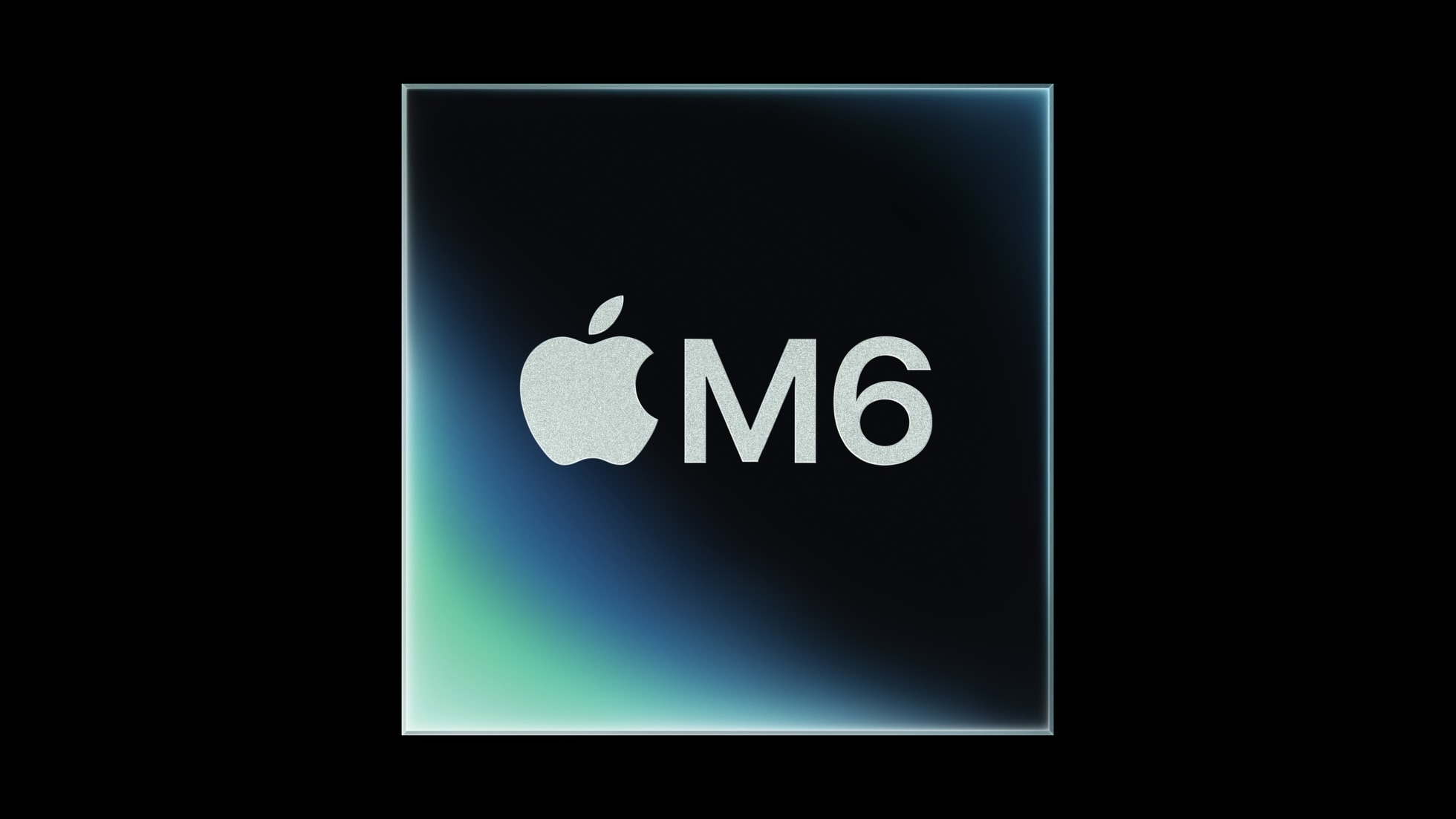 Логотип Apple и надпись M6 на квадрате, стилизованном под процессор