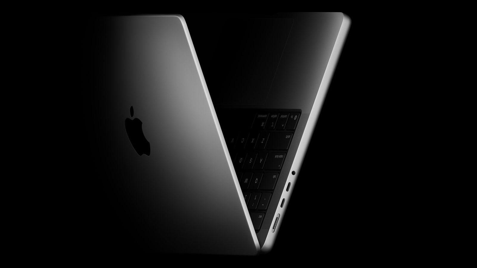 MacBook Pro в полураскрытом виде
