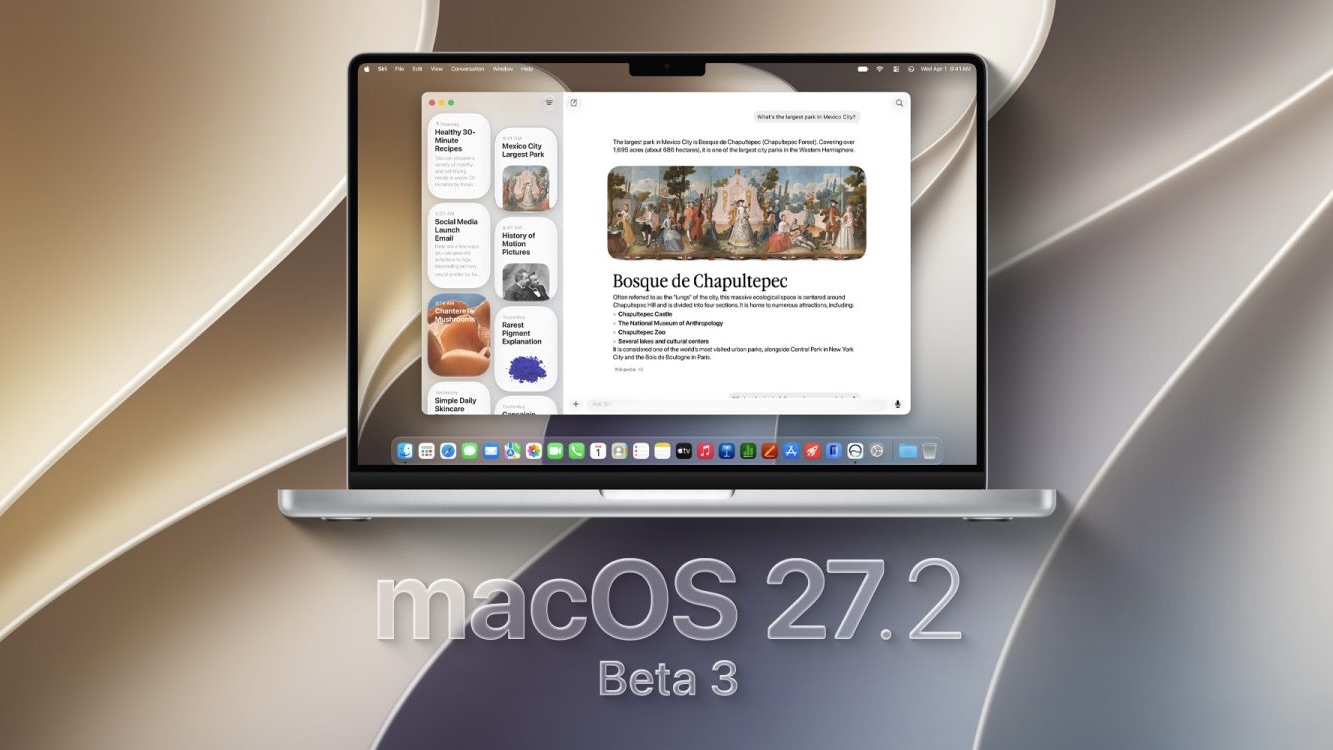 MacBook с установленной macOS 27.2 beta 3