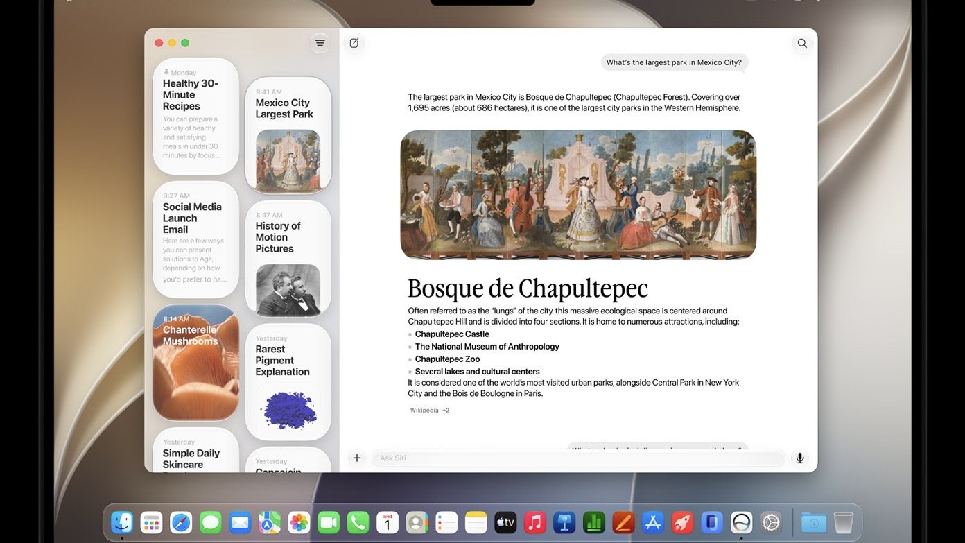 Приложение Siri AI на Mac с историей диалогов