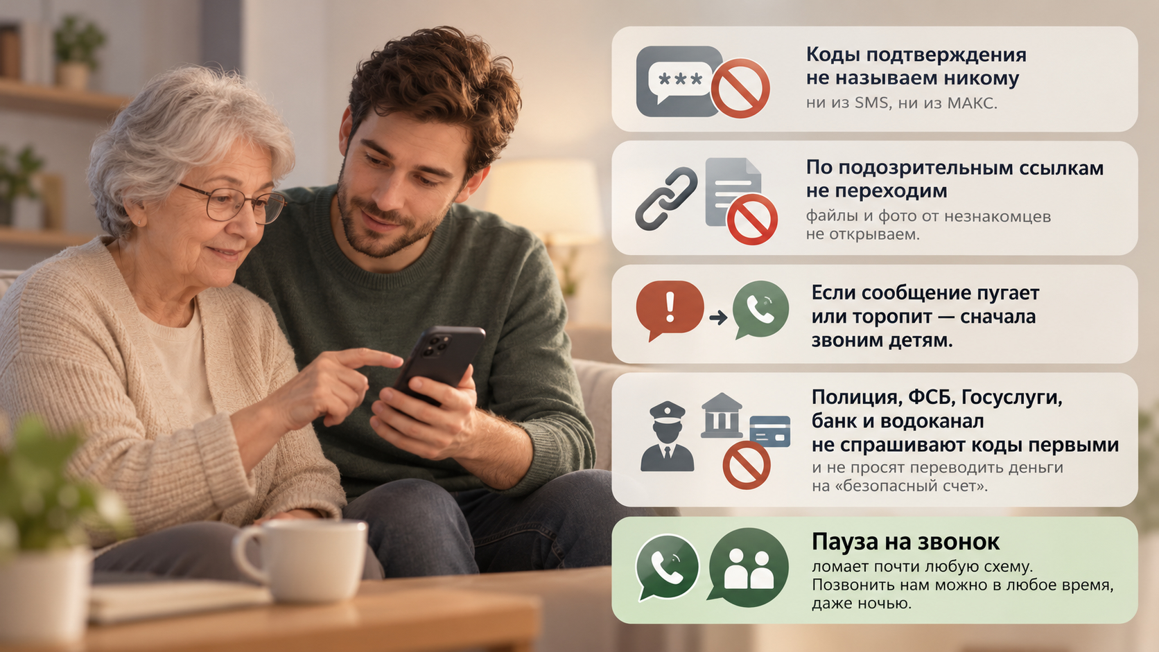 Инфографика: памятка с правилами защиты от мошенников