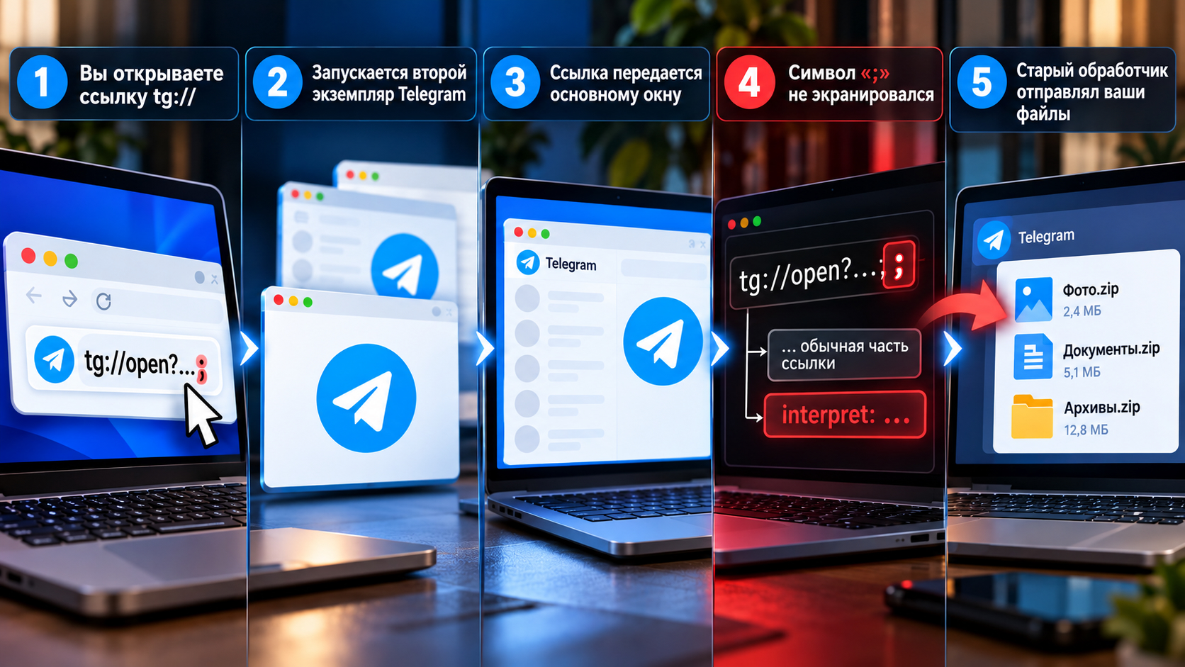 Инфографика: процесс взлома Telegram